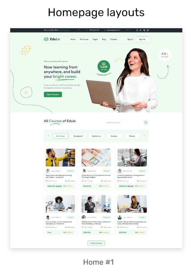 e-Learning  Website template on Bootstrap