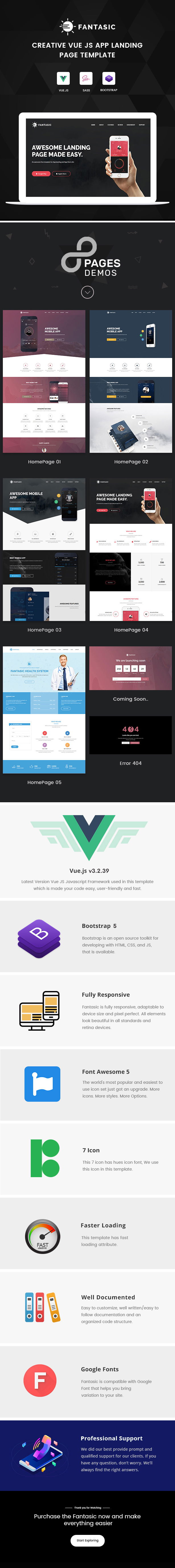 VueJS Landing page template - Fantasic - 1